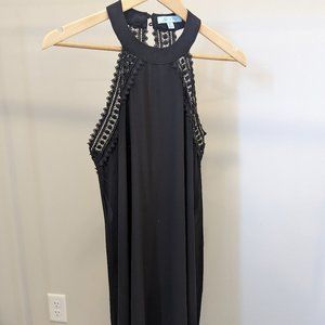 Black lace trim chiffon dress - Small
